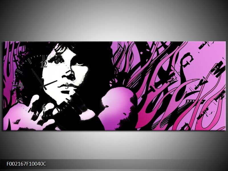 Klok schilderij Muziek | Zwart, Wit, Paars | 100x40cm 1Luik