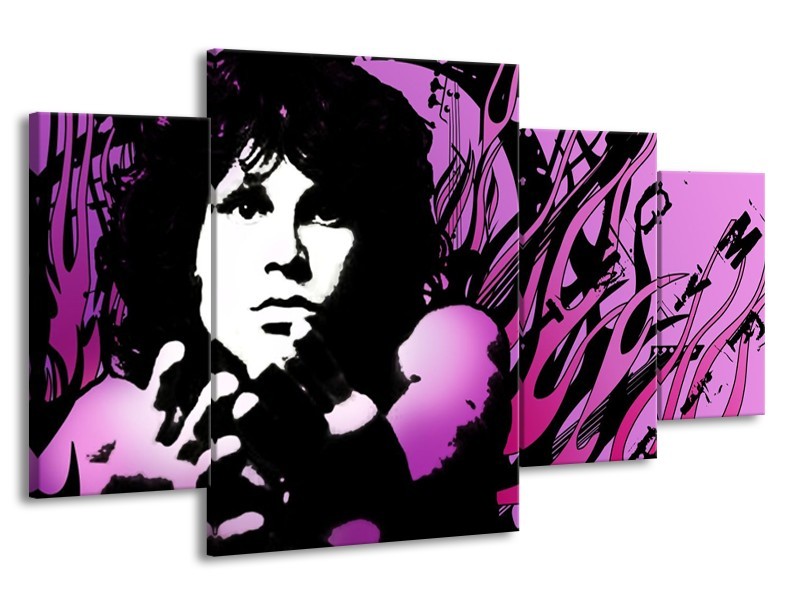 Glas schilderij Muziek | Zwart, Wit, Paars | 160x90cm 4Luik