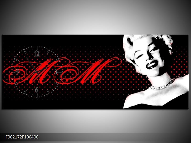 Klok schilderij Muziek | Zwart, Wit, Rood | 100x40cm 1Luik