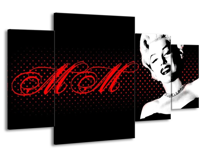 Glas schilderij Muziek | Zwart, Wit, Rood | 160x90cm 4Luik