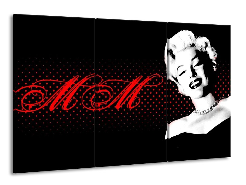 Canvas schilderij Muziek | Zwart, Wit, Rood | 165x100cm 3Luik