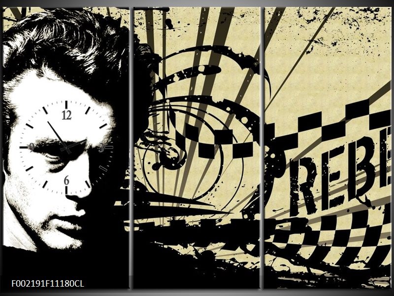 Klok schilderij Popart | Zwart, Wit, Bruin | 111x80cm 3Luik