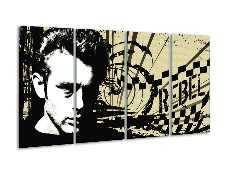 Canvas schilderij Popart | Zwart, Wit, Bruin | 160x80cm 4Luik