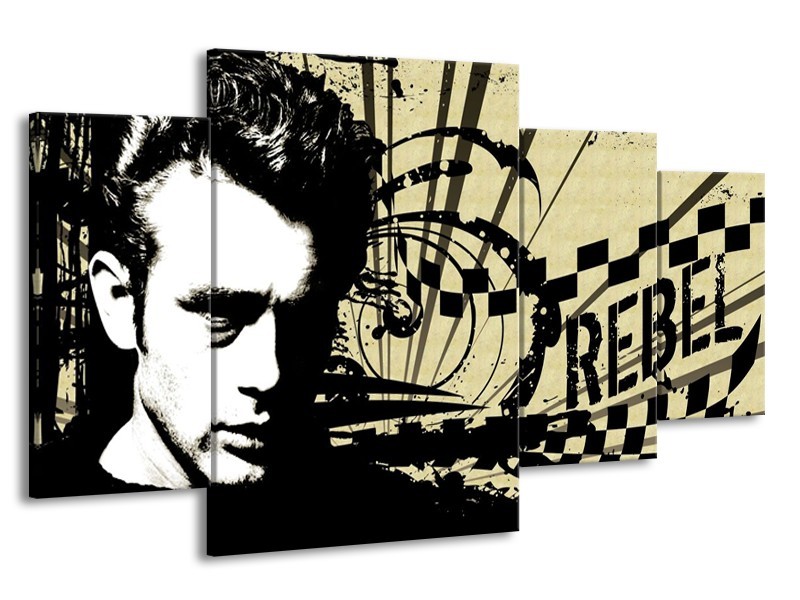 Glas schilderij Popart | Zwart, Wit, Bruin | 160x90cm 4Luik