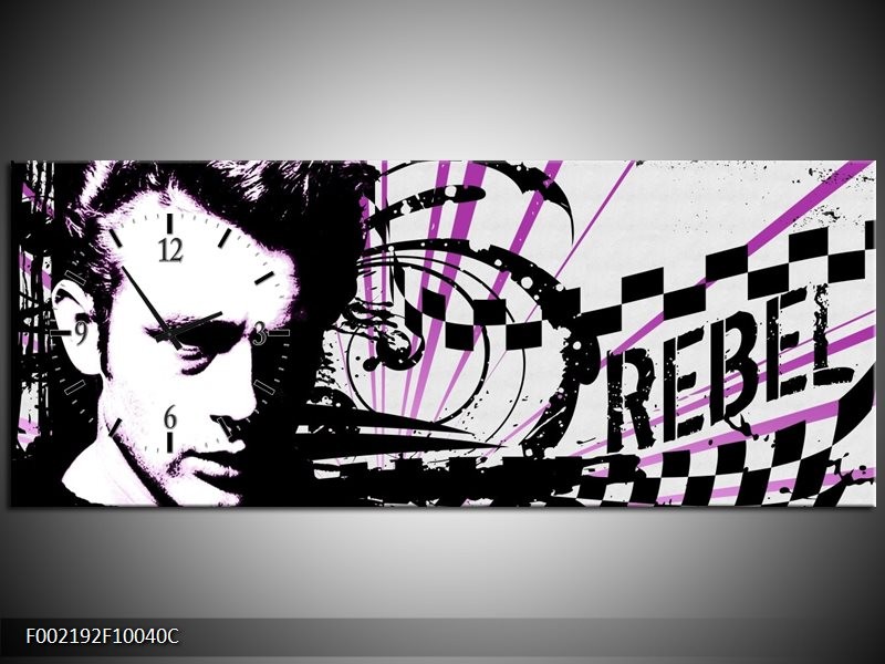 Klok schilderij Popart | Zwart, Wit, Paars | 100x40cm 1Luik