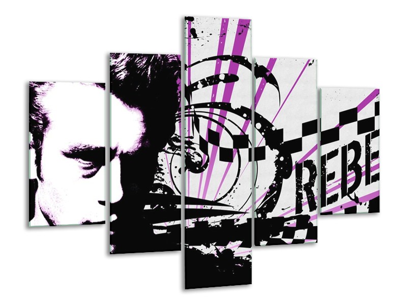 Glas schilderij Popart | Zwart, Wit, Paars | 100x70cm 5Luik