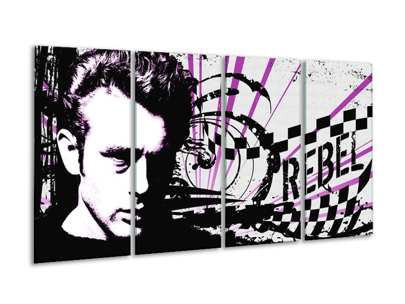 Canvas schilderij Popart | Zwart, Wit, Paars | 160x80cm 4Luik