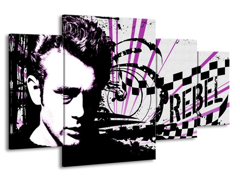 Glas schilderij Popart | Zwart, Wit, Paars | 160x90cm 4Luik