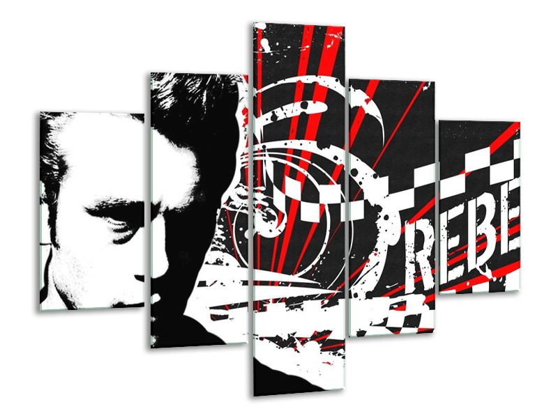 Glas schilderij Popart | Zwart, Wit, Rood | 100x70cm 5Luik