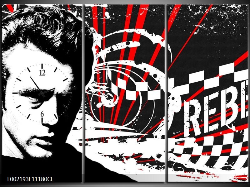 Klok schilderij Popart | Zwart, Wit, Rood | 111x80cm 3Luik