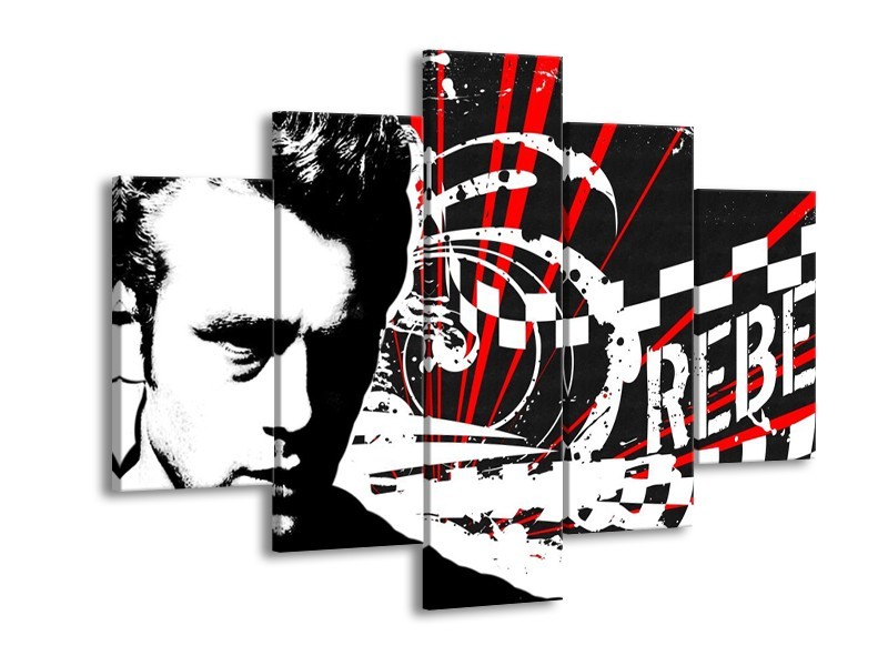 Canvas schilderij Popart | Zwart, Wit, Rood | 150x105cm 5Luik