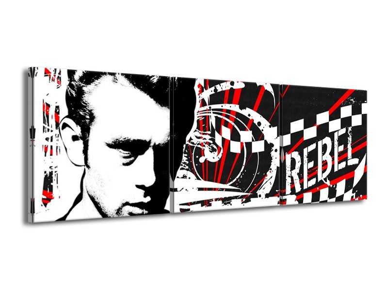 Canvas schilderij Popart | Zwart, Wit, Rood | 150x50cm 3Luik