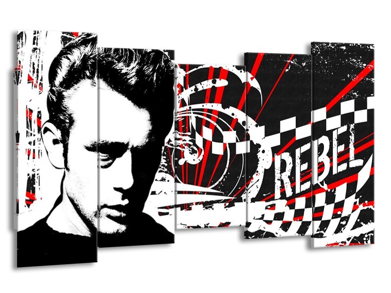 Canvas schilderij Popart | Zwart, Wit, Rood | 150x80cm 5Luik