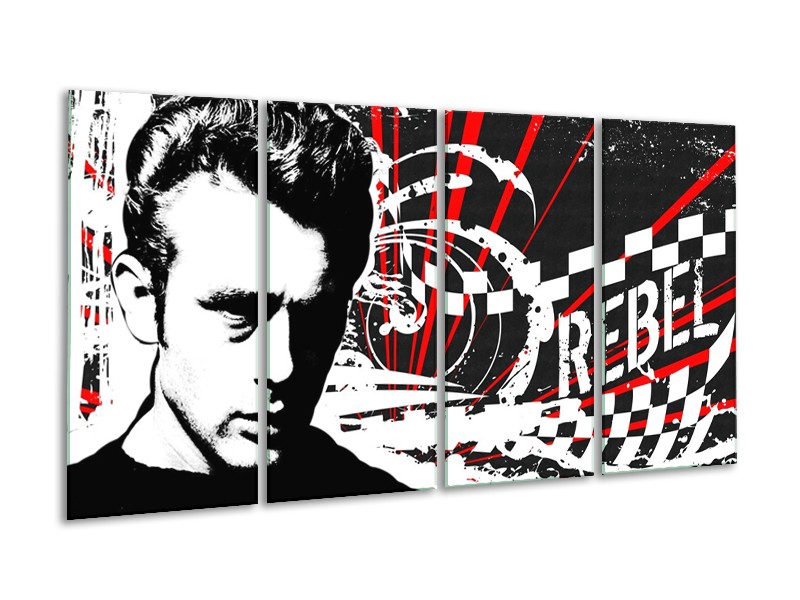 Canvas schilderij Popart | Zwart, Wit, Rood | 160x80cm 4Luik