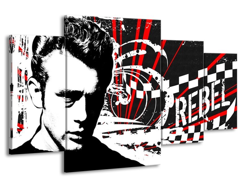 Glas schilderij Popart | Zwart, Wit, Rood | 160x90cm 4Luik