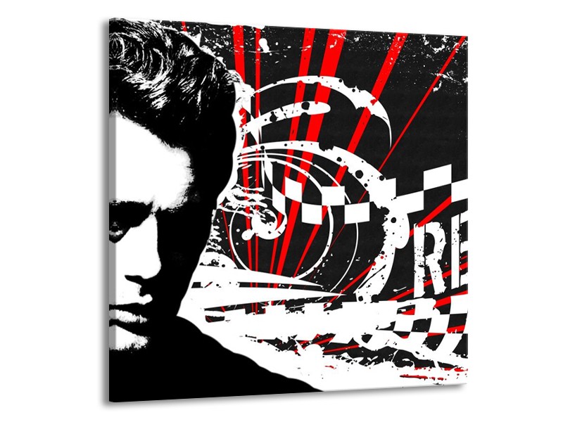 Canvas schilderij Popart | Zwart, Wit, Rood | 50x50cm 1Luik