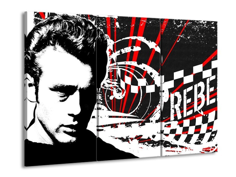 Canvas schilderij Popart | Zwart, Wit, Rood | 90x60cm 3Luik