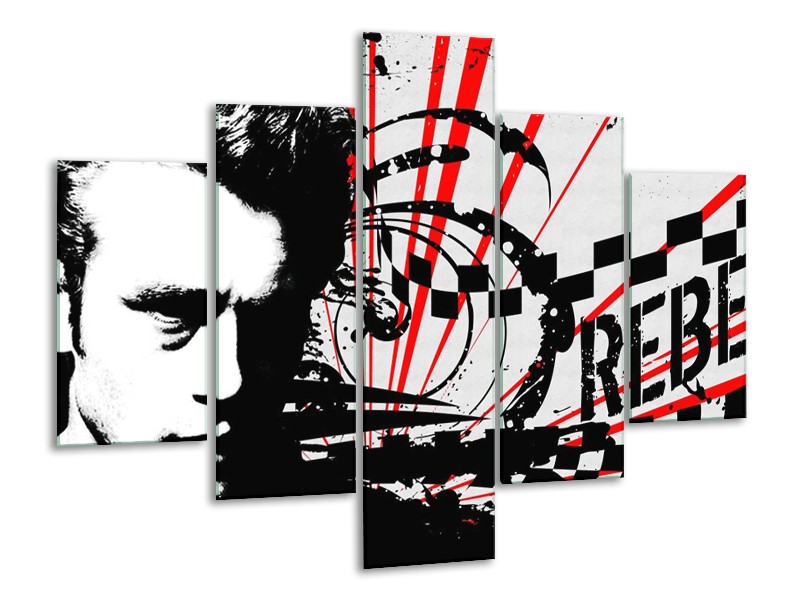 Glas schilderij Popart | Zwart, Wit, Rood | 100x70cm 5Luik