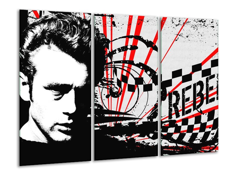 Canvas schilderij Popart | Zwart, Wit, Rood | 120x80cm 3Luik