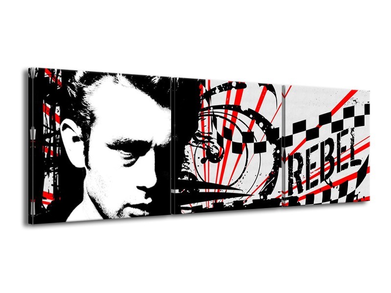 Canvas schilderij Popart | Zwart, Wit, Rood | 150x50cm 3Luik