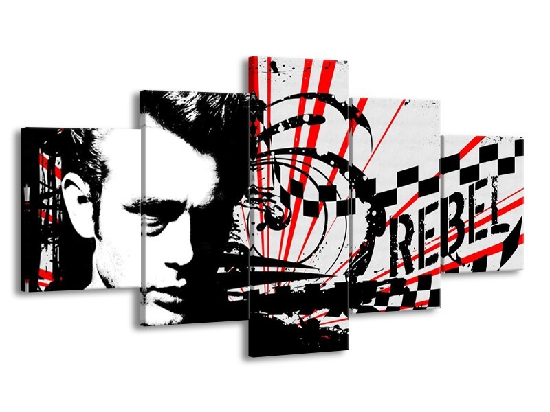 Canvas schilderij Popart | Zwart, Wit, Rood | 150x80cm 5Luik