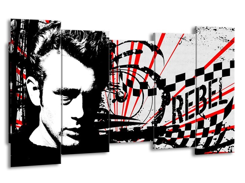 Canvas schilderij Popart | Zwart, Wit, Rood | 150x80cm 5Luik