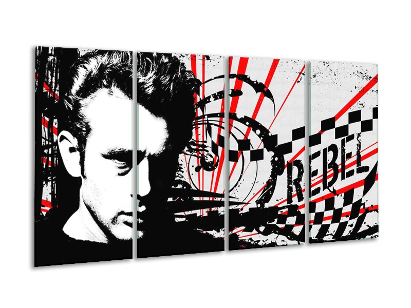 Canvas schilderij Popart | Zwart, Wit, Rood | 160x80cm 4Luik