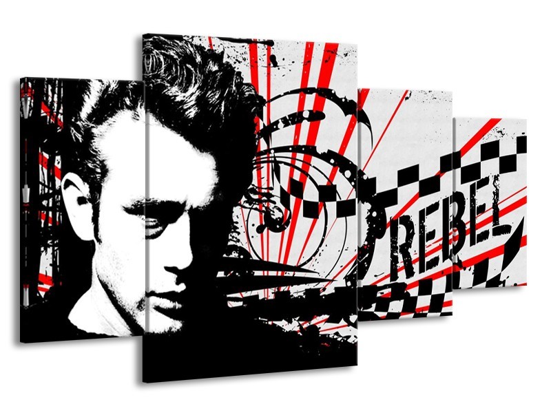 Glas schilderij Popart | Zwart, Wit, Rood | 160x90cm 4Luik