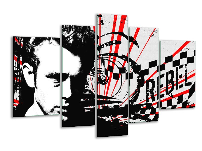 Glas schilderij Popart | Zwart, Wit, Rood | 170x100cm 5Luik