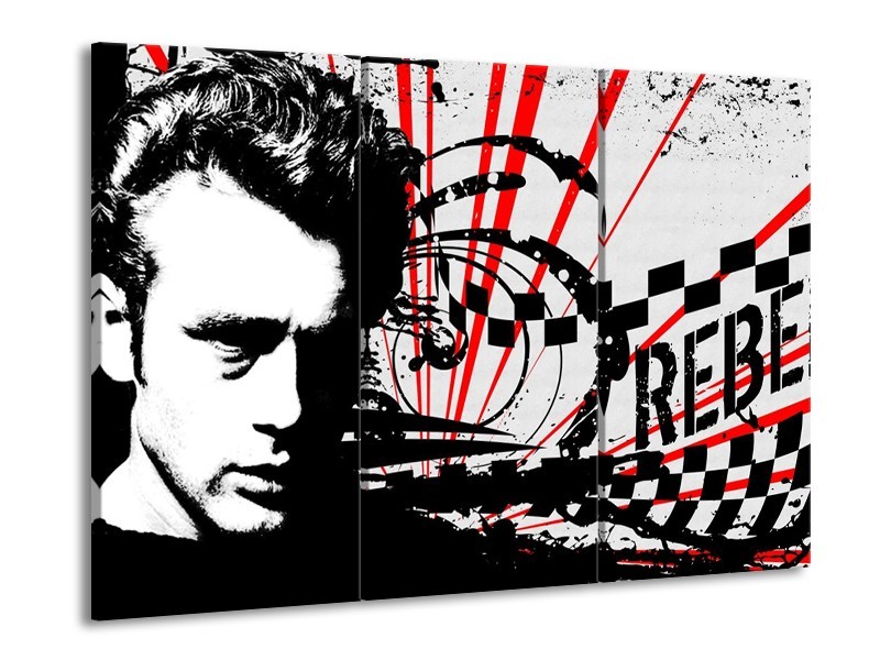 Canvas schilderij Popart | Zwart, Wit, Rood | 90x60cm 3Luik