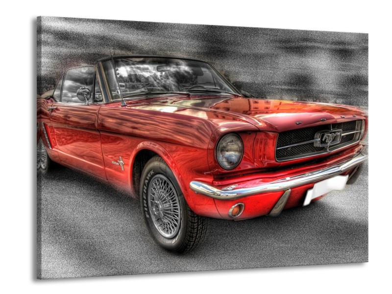 Glas schilderij Mustang | Zwart, Grijs, Rood | 100x70cm 1Luik