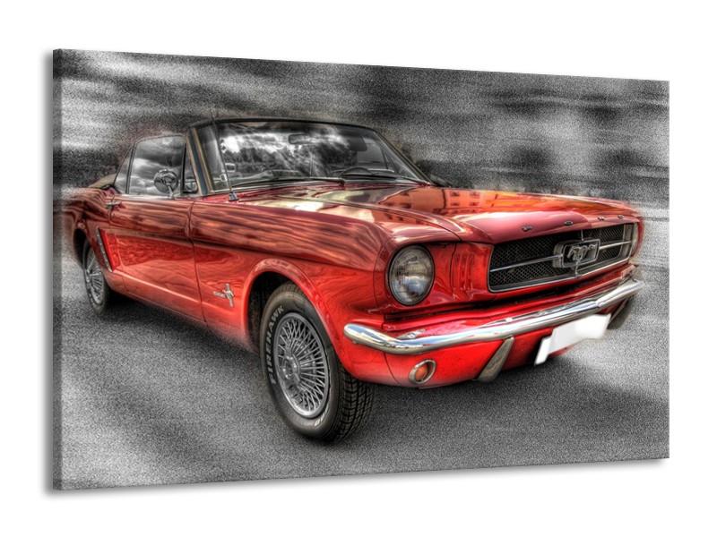 Glas schilderij Mustang | Zwart, Grijs, Rood | 140x90cm 1Luik