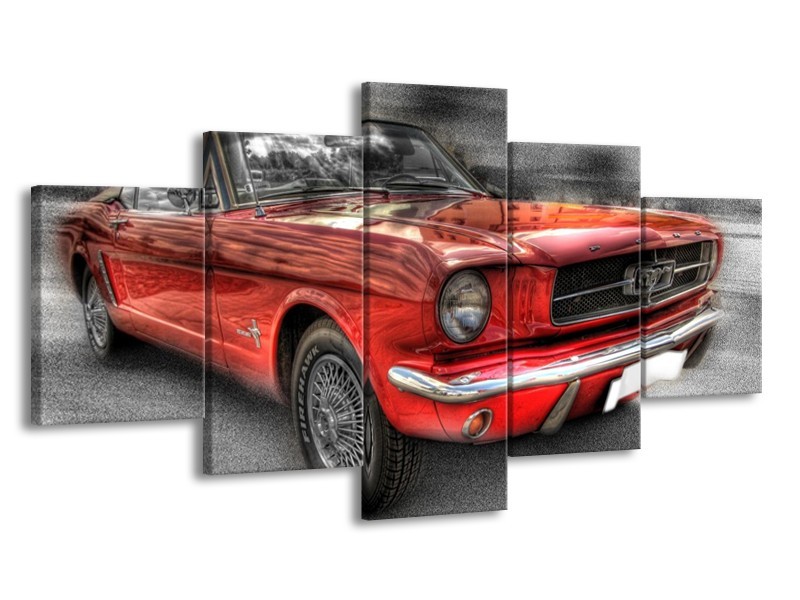 Glas schilderij Mustang | Zwart, Grijs, Rood | 150x80cm 5Luik