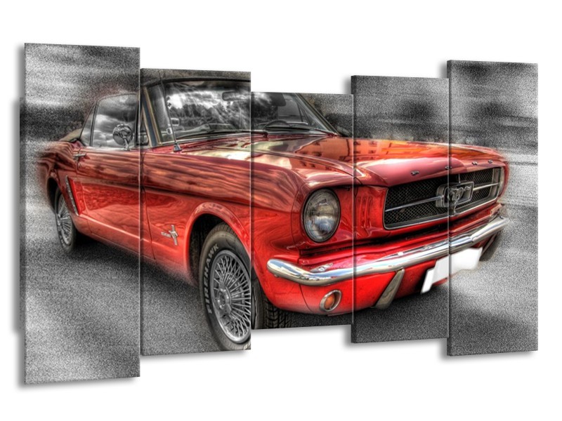 Glas schilderij Mustang | Zwart, Grijs, Rood | 150x80cm 5Luik