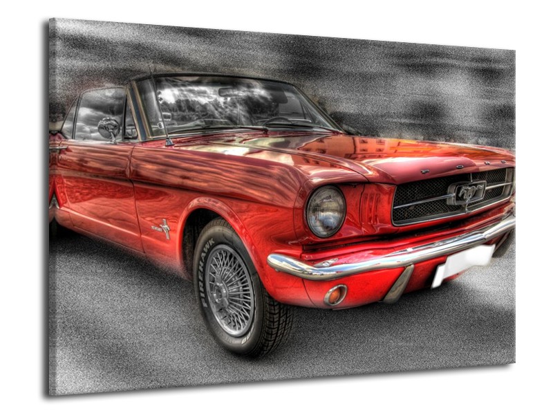 Glas schilderij Mustang | Zwart, Grijs, Rood | 70x50cm 1Luik