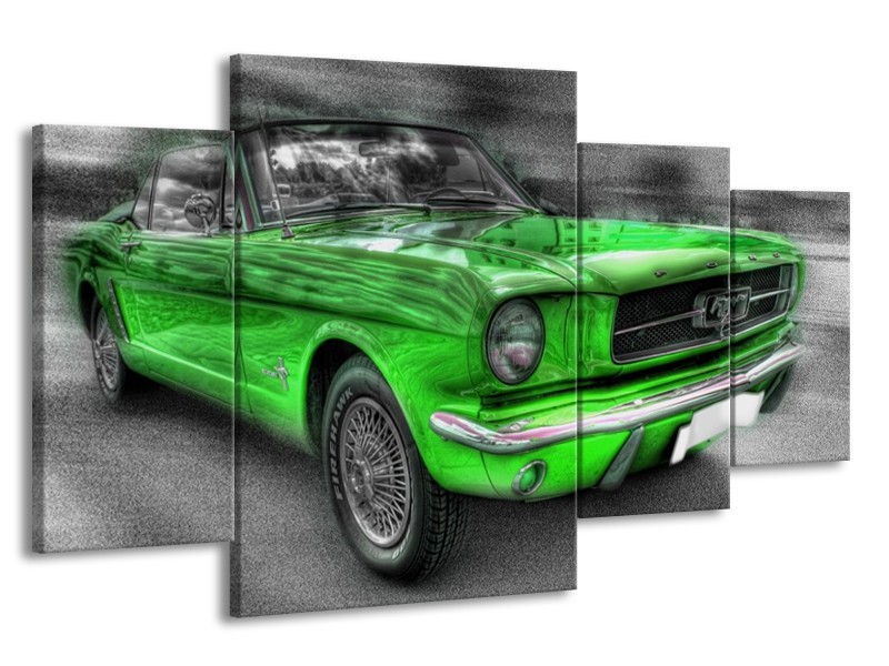 Glas schilderij Ford | Grijs, Groen | 160x90cm 4Luik