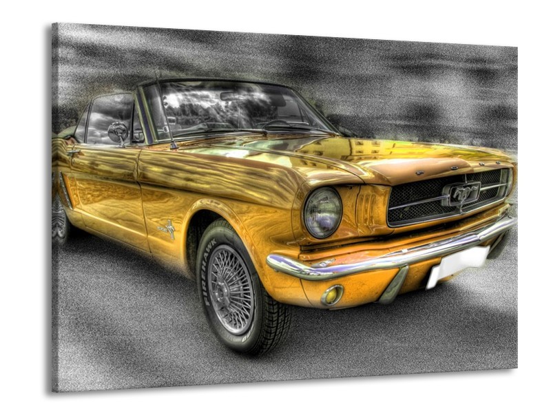 Glas schilderij Mustang | Zwart, Grijs, Geel | 100x70cm 1Luik