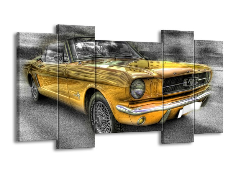 Glas schilderij Mustang | Zwart, Grijs, Geel | 120x65cm 5Luik