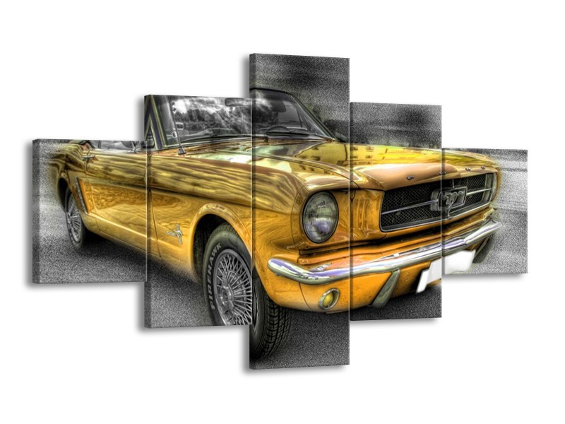 Glas schilderij Mustang | Zwart, Grijs, Geel | 125x70cm 5Luik