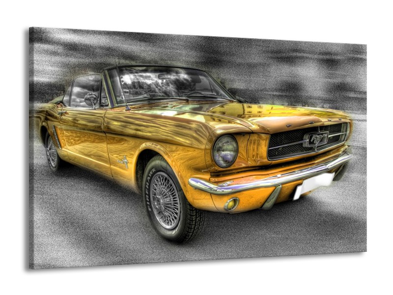 Glas schilderij Mustang | Zwart, Grijs, Geel | 140x90cm 1Luik