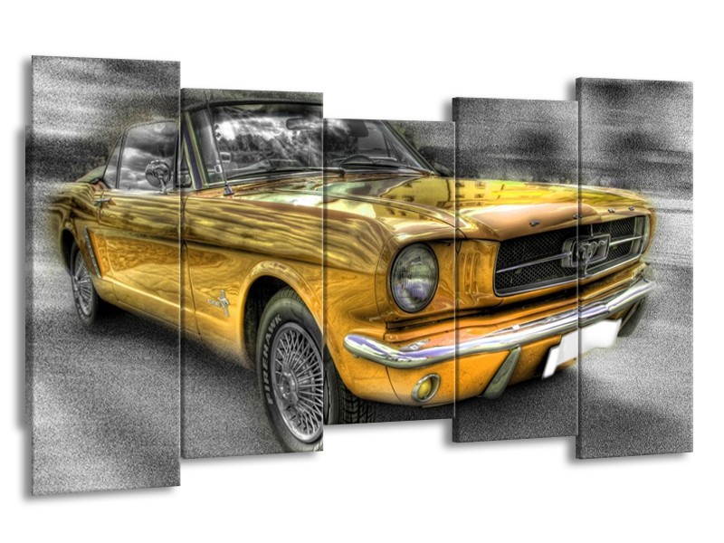 Glas schilderij Mustang | Zwart, Grijs, Geel | 150x80cm 5Luik
