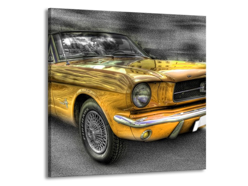 Glas schilderij Mustang | Zwart, Grijs, Geel | 50x50cm 1Luik