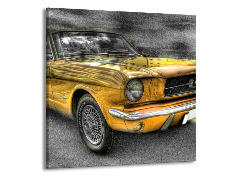 Glas schilderij Mustang | Zwart, Grijs, Geel | 70x70cm 1Luik