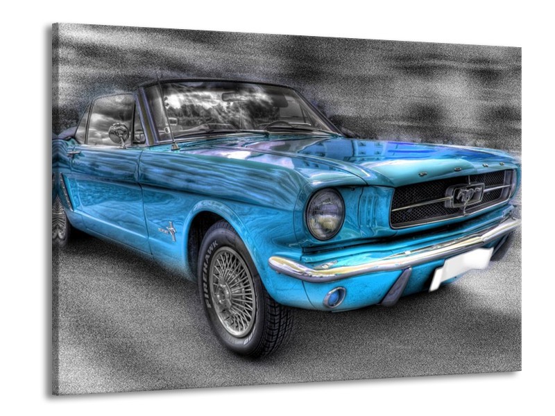 Glas schilderij Mustang | Zwart, Grijs, Blauw | 100x70cm 1Luik