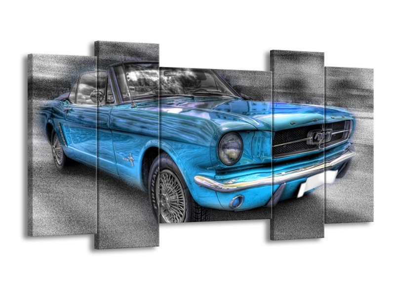Glas schilderij Mustang | Zwart, Grijs, Blauw | 120x65cm 5Luik