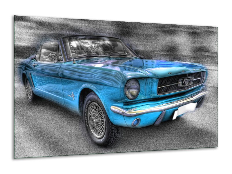 Glas schilderij Mustang | Zwart, Grijs, Blauw | 120x70cm 1Luik