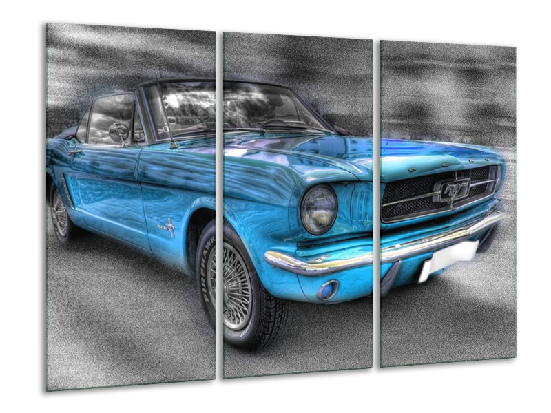 Glas schilderij Mustang | Zwart, Grijs, Blauw | 120x80cm 3Luik