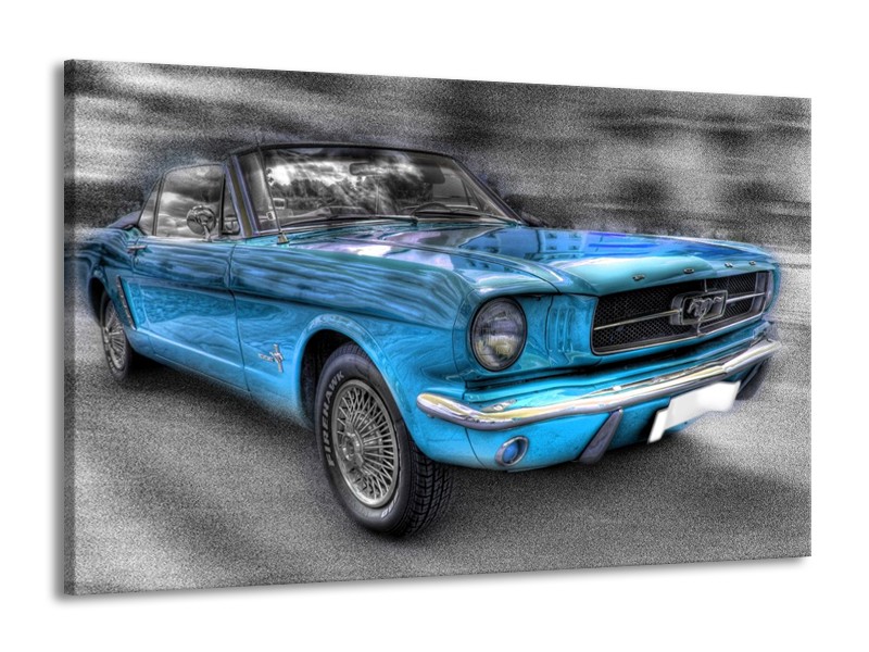 Glas schilderij Mustang | Zwart, Grijs, Blauw | 140x90cm 1Luik