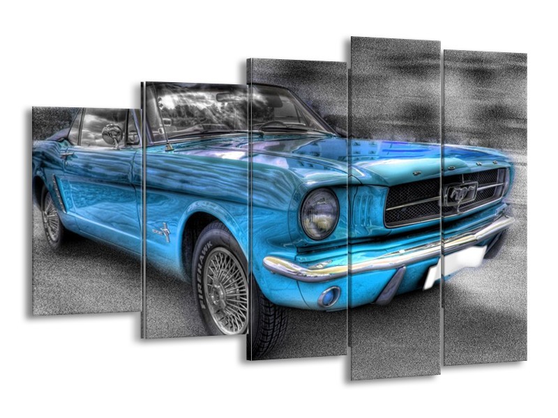 Glas schilderij Mustang | Zwart, Grijs, Blauw | 150x100cm 5Luik