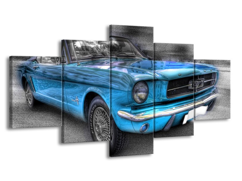 Glas schilderij Mustang | Zwart, Grijs, Blauw | 150x80cm 5Luik